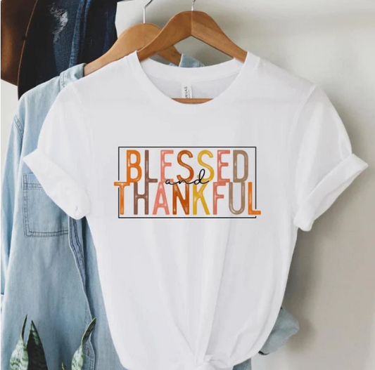 BLESSED AND THANKFUL GRAPHIC TEE