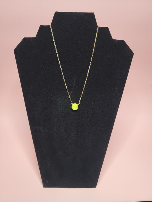 Lime Green Gold Necklace