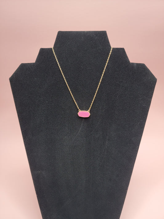 Hot Pink Stone Gold Necklace