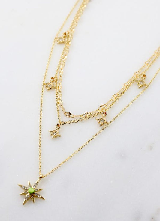 Nova Girl Layered Starburst Necklace Gold