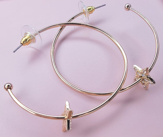 Wish Upon A Star Hoop Earrings Gold