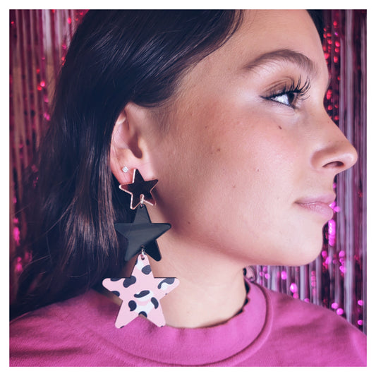 Rockstar Pink  Leopard Earrings