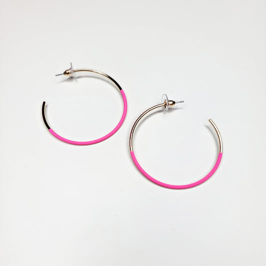 Painted Hoop Earrings Hot Pink